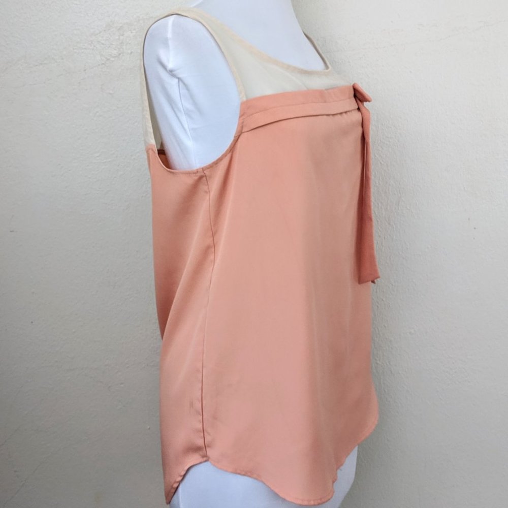 Peach & Cream Bow Top Chiffon Shell Tank Blouse - image 2